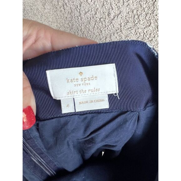 Kate Spade Eyelet Wrap Skirt - Size 4 - Navy Blue/White - Picture 9 of 10